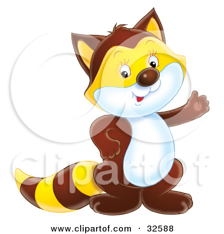 32588-Clipart-Illustration-Of-A-Friendly-Brown-Badger-Or-Raccoon-With-An-Orange-Face-And-Stripes-On-The-Tail-And-A-White-Belly