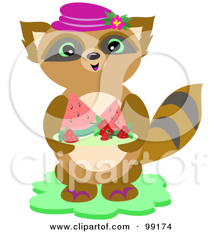 99174-Royalty-Free-RF-Clipart-Illustration-Of-A-Cute-Raccoon-Carrying-Watermelon-On-A-Plate